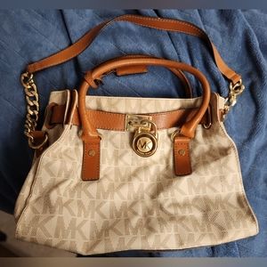 Michael Kors Beige and Brown Signature Shoulder Bag